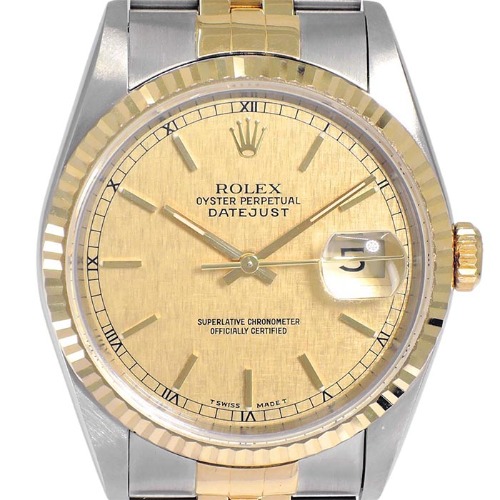 ROLEX Oyster Perpetual Date Just 보카시판 18K 콤비 기계식자동 남성용 36mm 16233